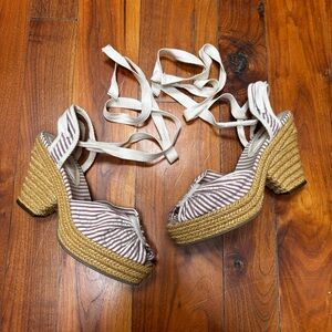 Castaner Braided Canvas Wedge Sandals with Ankle Ties 9